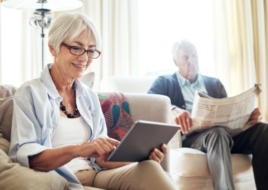 Senior woman looking at tablet